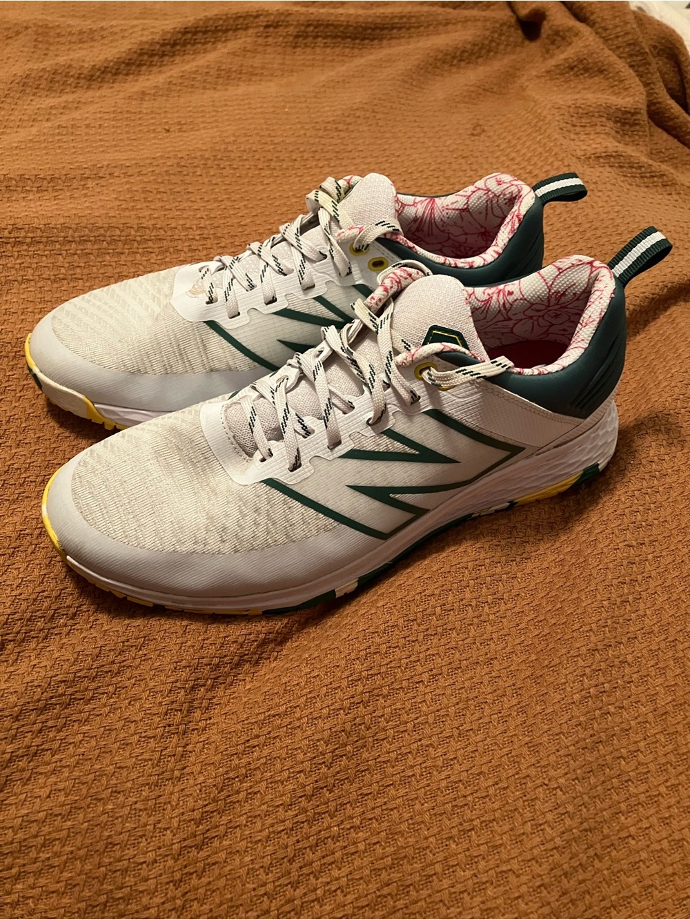 New Balance MG406WG Men's Golf Spiked Shoes White/Green Pink US 10 D